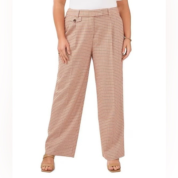 Nordstrom 1. STATE Wide Leg Flare Checker Plaid Pants - Picture 1 of 13